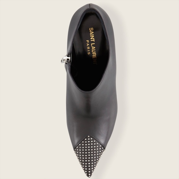 Saint Laurent Studded Point-Toe Ankle Bootie - Picture 2 of 16